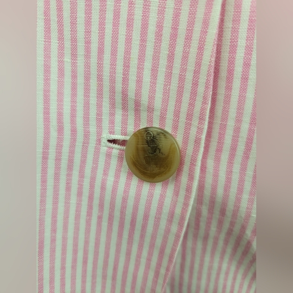 Talbots Stripe Lightweight Linen Cotton Woman Blazer Size 16P - Picture 9 of 15